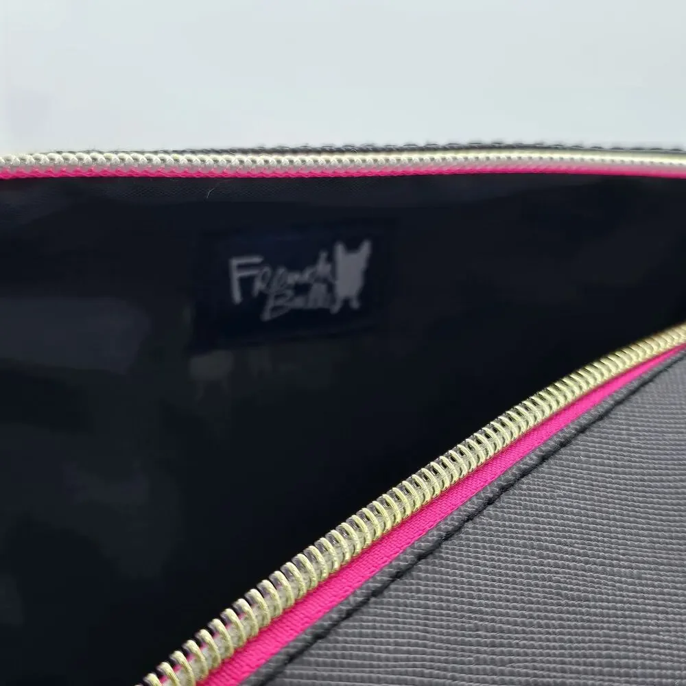 French Bull Dog‎ 2 Piece Set Cosmetic Black Pink Hearts Makeup Travel Organizer